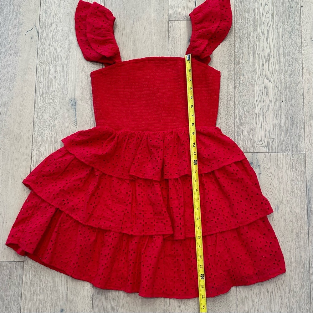 Altar’d State Amira Red Eyelet Ruffle Mini Dress - Picture 5 of 11